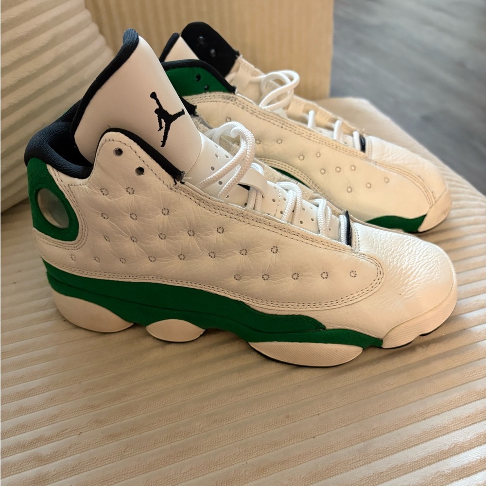 Jordan Kids' White and Green Retro Basketball Sneakers
